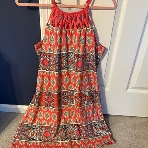 Patterned Azteky Print Pink Dress Halter XL